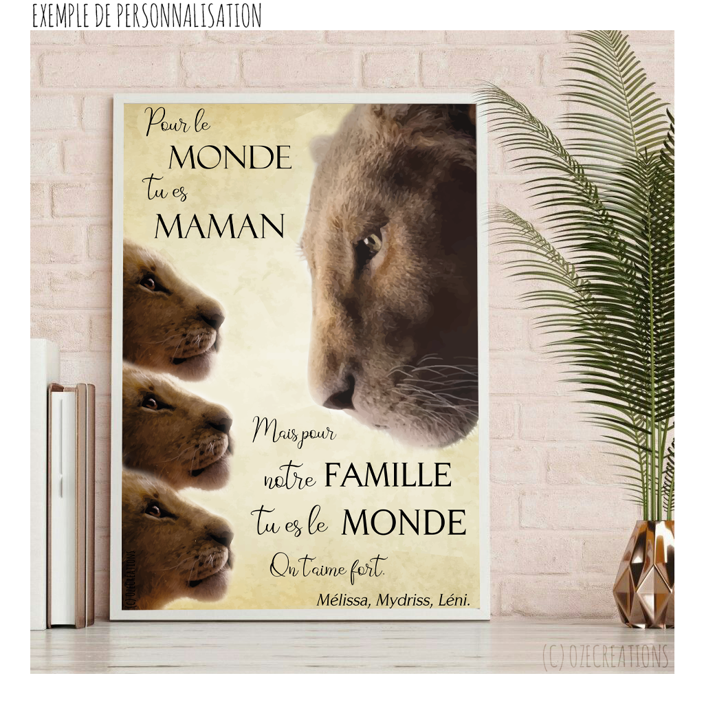 Affiche personnalisée -  Lionne et Lionceau(x)