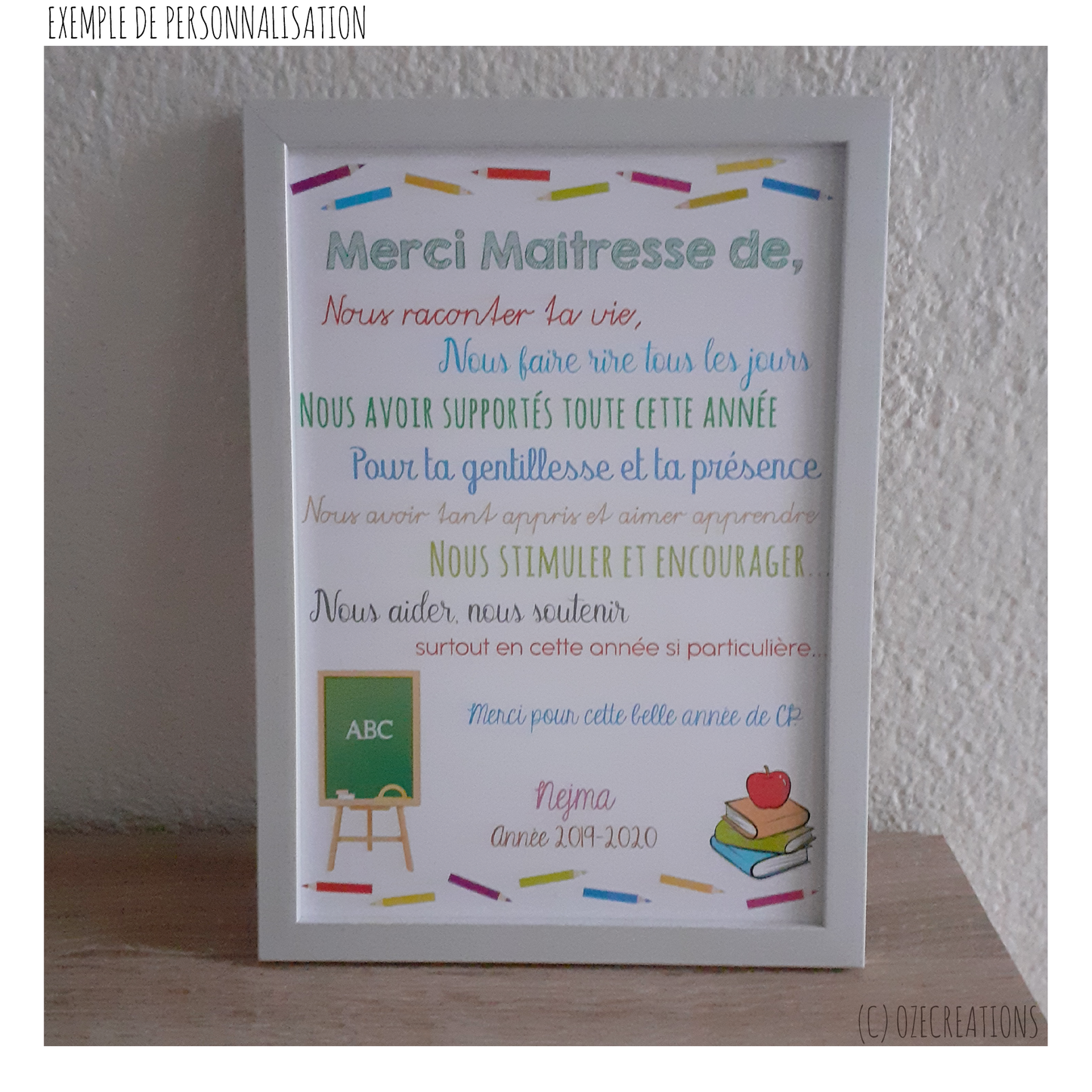 Affiche personnalisée - Merci Maître / Maîtresse