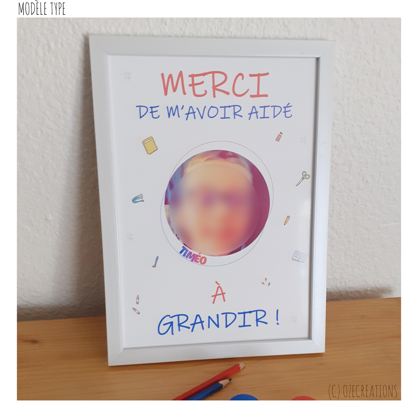 Affiche personnalisée - Merci de m'avoir aidé à grandir