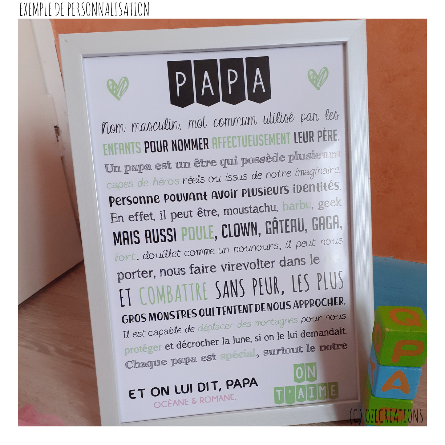 Affiche personnalisée - Définition Papa